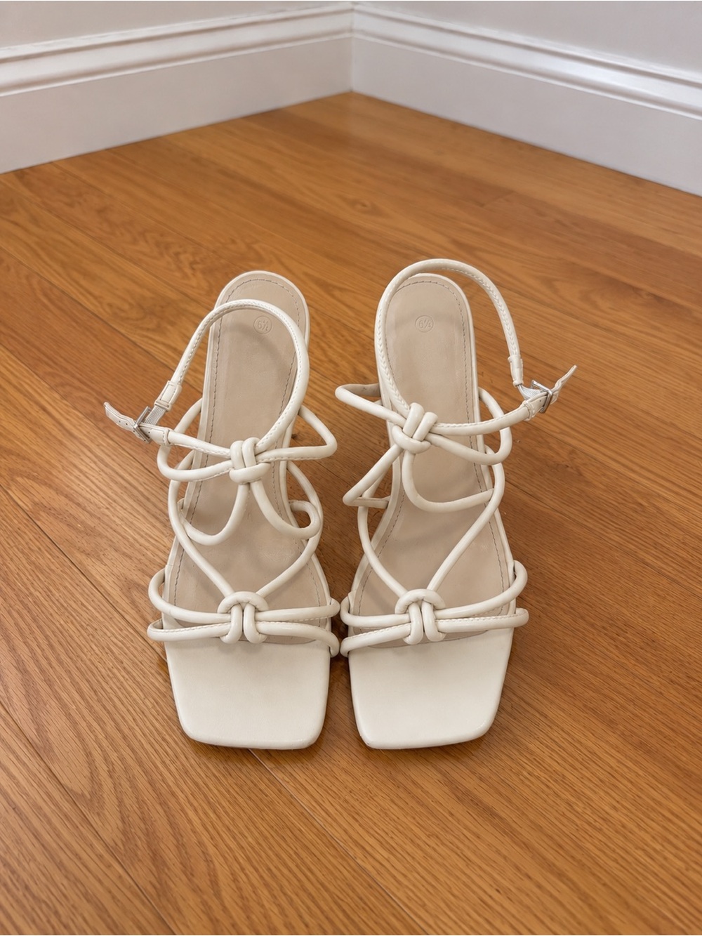 Zara Cream Knotted Strappy Heels